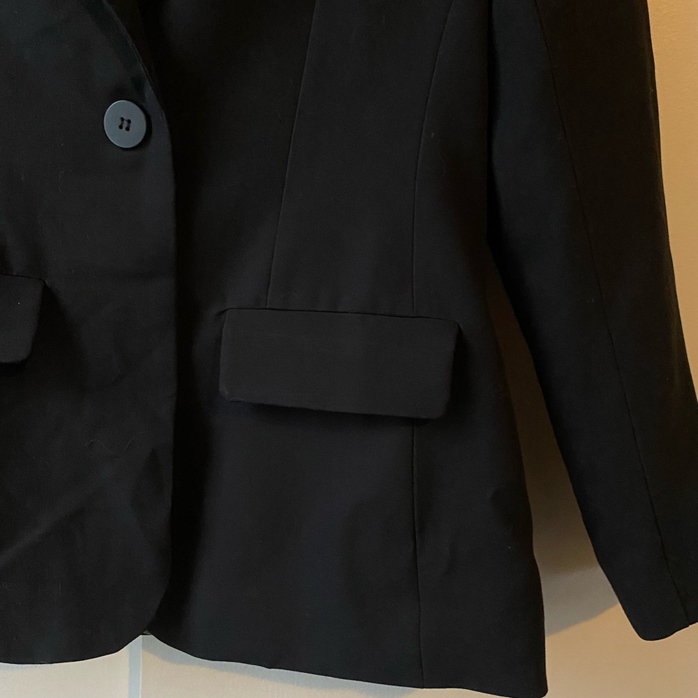 Black Blazer Womens Medium Button Pockets Trendy - Picture 3 of 9
